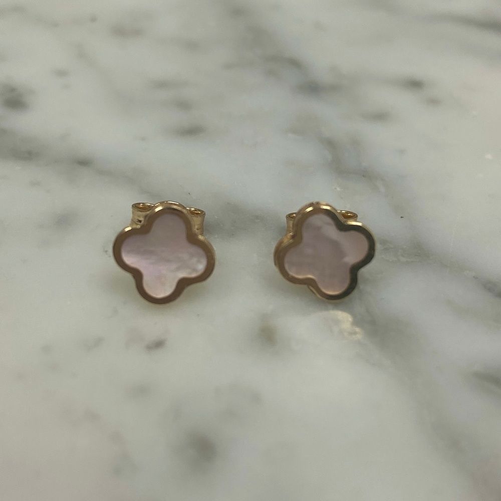 SOLD 14K Yellow Gold Mother of Pearl Stud Earrings